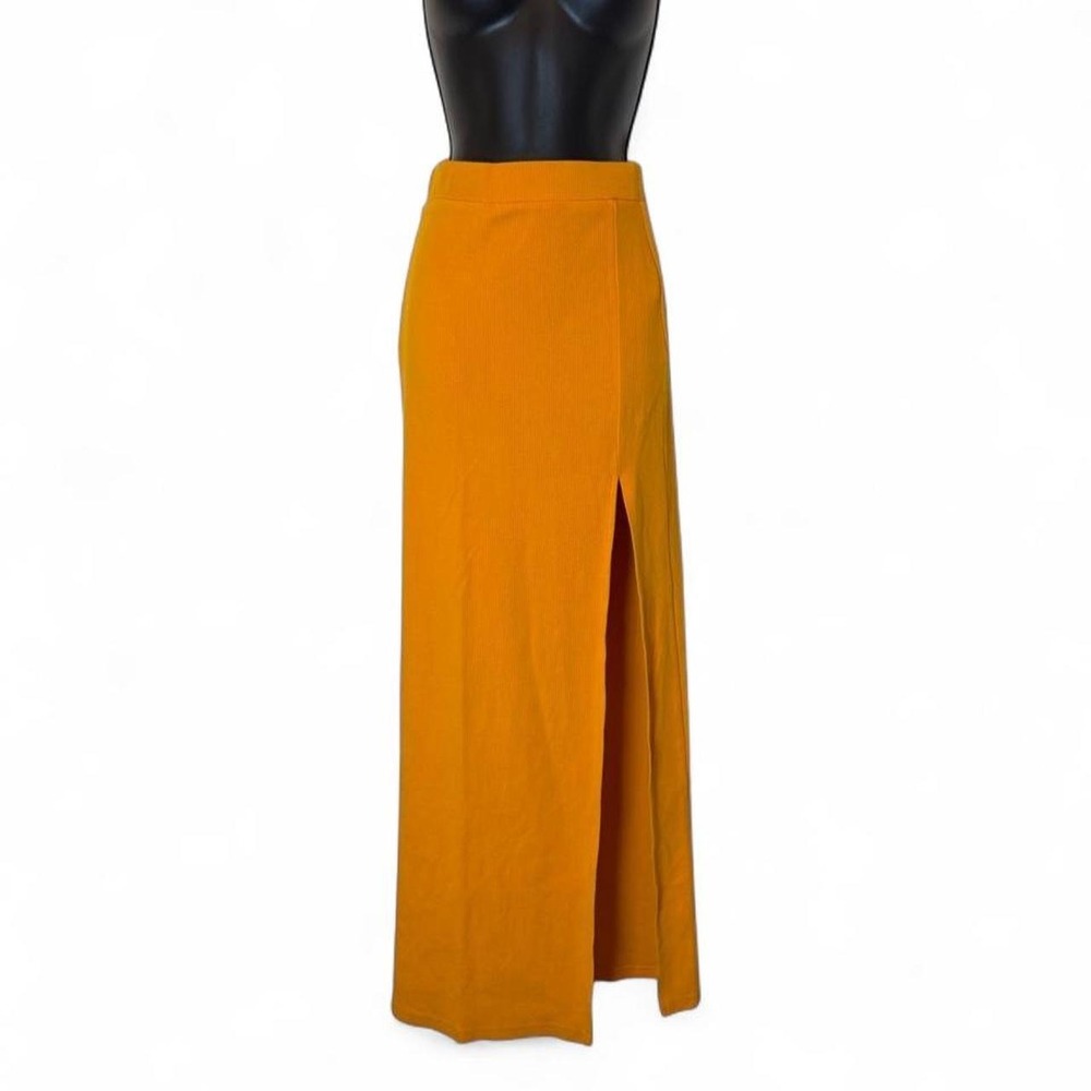 Tiger Mist Retro Maximalism Orange High Side Slit Maxi Skir